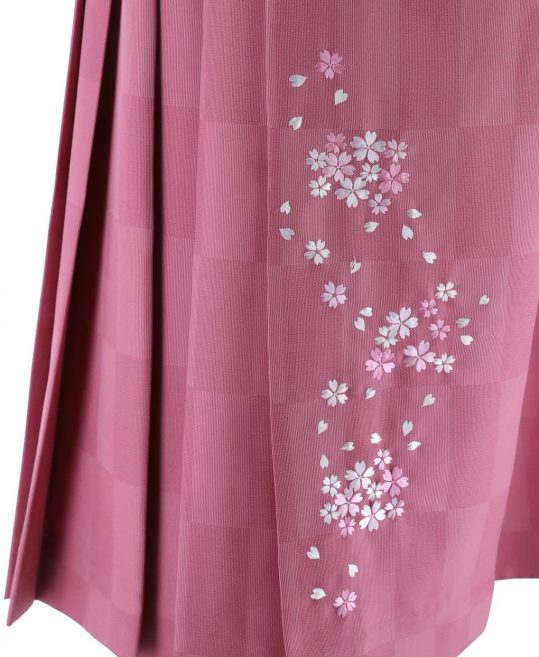 卒業式袴単品レンタル[総柄・刺繍]ピンクの市松模様に小桜刺繍[身長151-155cm]No.521